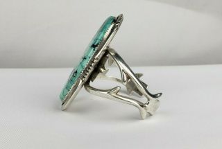 Vintage Navajo Sterling Kingman Spiderweb Turquoise Cuff Bracelet Signed TD 3