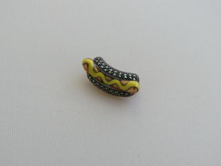 Vtg Judith Jack Marcasite & Enamel Hot Dog Pin Brooch Marked Sterling & Jj