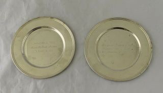 Two (2) Vintage Sterling Silver Plates By Alvin Silver 6” 148 Grams Inscribed