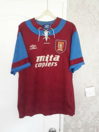 Vintage Aston Villa Fc 1992 Shirt Football Home Jersey Umbro Size Xl