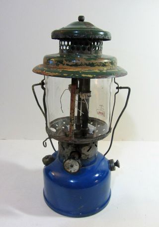 Rare Vintage Ww2 Era Coleman 220bx Gas 2 Mantle Steel Lantern 8/1943 & Wood Case