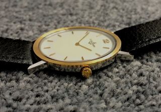 ULYSSE NARDIN steel and solid gold - ultra slim dress watch,  textured dial,  RARE 3