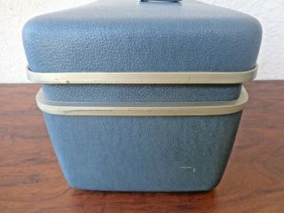 Vintage Samsonite Medalist Train Case BLUE Suitcase Luggage Make Up Tray Key EXC 8