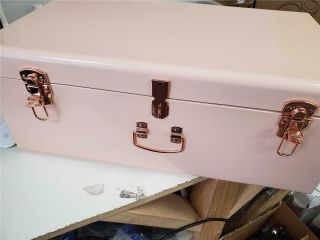 Beautify Blush Pink Vintage Style Steel Metal Storage Trunk Set Lockable And Dec