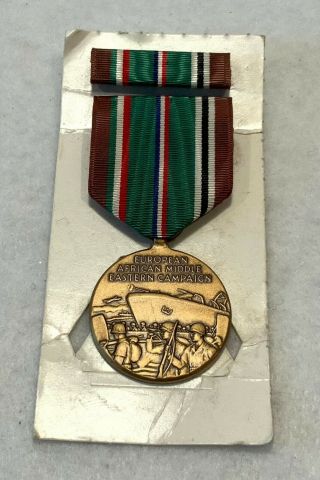 C.  1940s Wwii Us Navy European African Middle Eastern Campaign Medal & Ribbon Bar