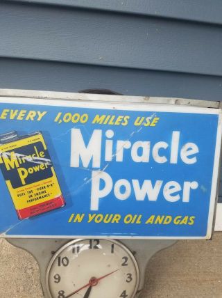 Vintage Miracle Power Neon Clock Sign Lighted Gas Oil 2
