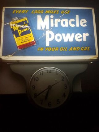 Vintage Miracle Power Neon Clock Sign Lighted Gas Oil 9