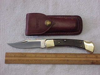 Vintage 1987 Buck Usa 110 Finger Grip Folding Lockback Knife W Sheath