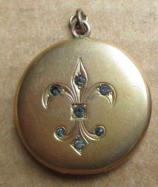 Vintage Art Nouveau Gold Filled Locket With Inset Stone Or Glass