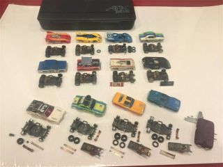 Vintage Aurora AFX Slot Cars w/ Pit Kit Carrying Case,  Track Tool 3