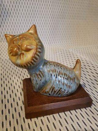 Vintage Blue Mountain Pottery Cat Noah’s Arc Series Rare Figurine Tag