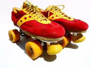 Sure - Grip Vintage " Jogger " Roller Skates In Red/ Yellow - Mens Size 10
