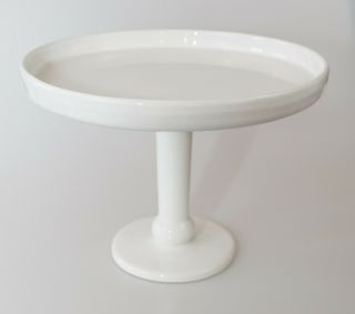 Vintage Mid - Century Italian White Ceramic Pedestal Cake Stand