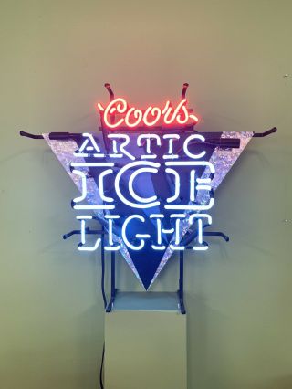 Vintage 1995 Coors Artic Ice Light Neon Lighted Beer Sign - - 24 " X 20 Bar Pool