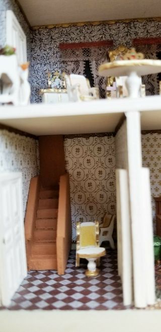 VINTAGE L.  KUMMEROWS FURNISHED QUATERSCALE FRONT OPENING DOLLHOUSE IN FRENCH STYL 6