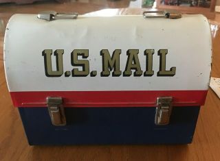 Vintage Us Mail Post Office 1960s Mr Zip Dome Lunchbox W/ Aladdin Thermos Bottle