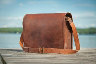 Vintage Leather Handmade Laptop Carry Style Messenger Satchel Bag Briefcase 16 "