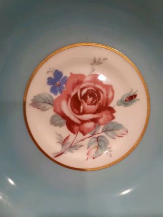 Vintage Paragon Cup And Saucer Double Warrant Blue Tourquoise Roses Flowers Pink 4