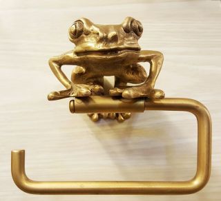 Brass Tissue Roll Paper Holder Hang ฺbig Frog Vintage Toilet Bathroom Home Decor