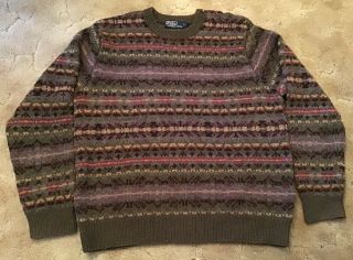 Vintage Ralph Lauren Hand Knit Wool/cashmere/angora Sweater Size L -