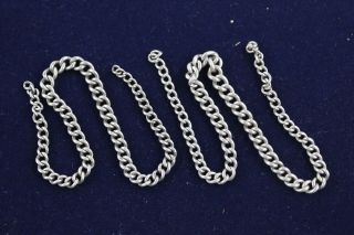 2 X Vintage.  925 Sterling Silver Graduated Albert Pocket Watch Chains (37g)