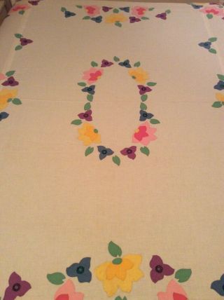 Vintage Home Needlecraft Creations Floral Appliqué Quilt Top From Kit