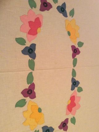 Vintage Home Needlecraft Creations Floral Appliqué Quilt Top From Kit 2
