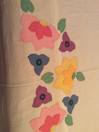 Vintage Home Needlecraft Creations Floral Appliqué Quilt Top From Kit 4