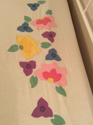 Vintage Home Needlecraft Creations Floral Appliqué Quilt Top From Kit 6