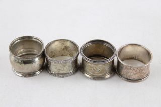 4 X Vintage Hallmarked.  925 Sterling Silver Napkin Rings (106g)