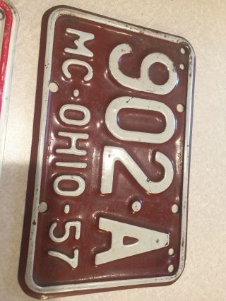 Vintage 1957 Ohio Motorcycle License Plate Tag 902a