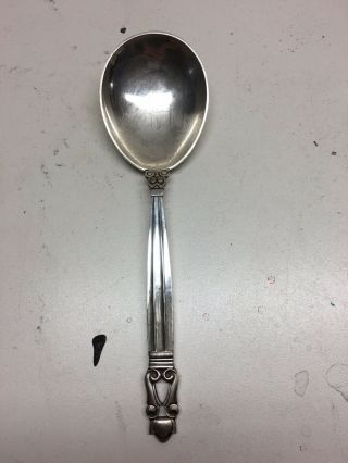1 Georg Jensen Acorn Sterling Silver Flatware Soup Spoon 6 3/8” Rare