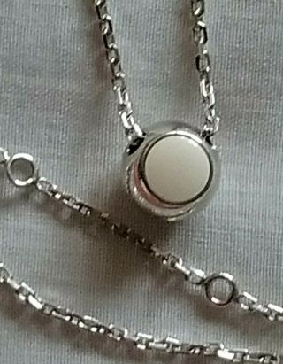 Modernist French Christofle Signed Sterling Silver 925 Necklace Enameled Pendant
