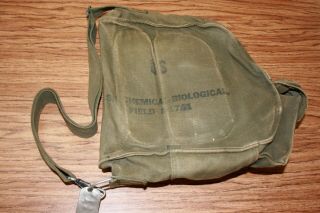 Wwii U.  S.  Army Gas Mask Bag,  Military,  Canvas,  Vintage,  Protective,  Field Gear