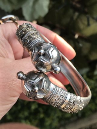 Antique /victorian Sterling Silver Aesthetic /etruscan Design Bracelet/bangle
