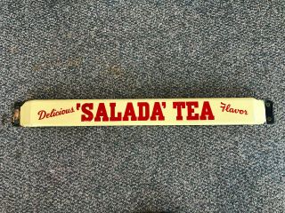 Vintage Salada Tea Country Store Door Push Bar,  Old Porcelain Sign