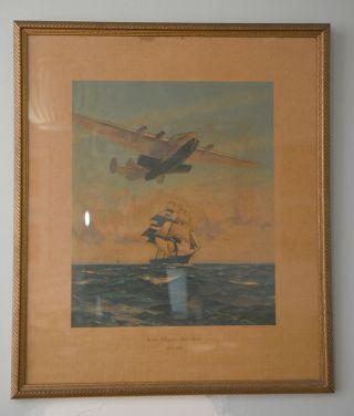 Aviation Memorabilia Vintage Pan Am 1939 Travel Poster Print " Yankee Clippers Sa
