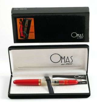 Vintage Omas Transparent Fountain Pen Red Medium Piston
