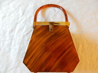 Vintage Llewellyn Inc.  Lucite Signed Handbag N.  Y.  C.  Tortoise Shell Design.