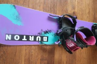 Vintage Burton Air 6.  1 Snowboard with Bindings Rare 11