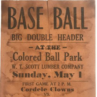 Vintage Colored Baseball Broadside from Cochran,  Georgia,  Negro League 1900 - 1950 2