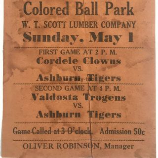 Vintage Colored Baseball Broadside from Cochran,  Georgia,  Negro League 1900 - 1950 3