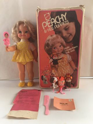Vintage Mattel Peachy & Her Puppets Doll Outfit 4 Puppets And Box Mute