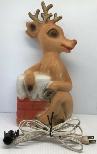 Vintage 1960s Poloron Christmas Pixies Rudolph The Red - Nosed Reindeer Blow Mold