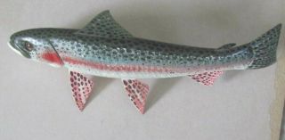 Rainbow Trout Ice Fishing Decoy Signed & Made By Carl Christiansen Glass Eyes