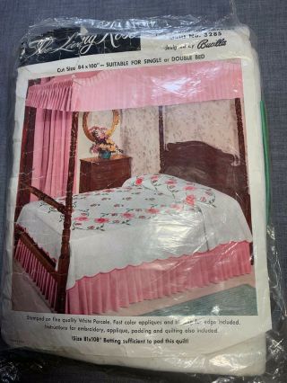 Vintage Bucilla Applique Quilt 3285 - The Living Rose - Twin Or Double - Nos -