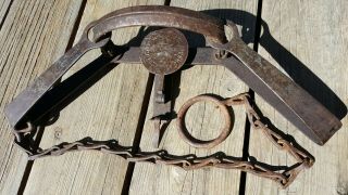 S.  Newhouse 4 Stamped Springs,  Heavy Chain,  Vintage/antique Trap,