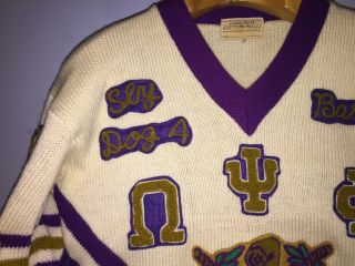 Vintage Adult Chicago Knitting Mills 100 Wool Omega Psi Phi Fraternity Sweater 2