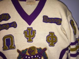 Vintage Adult Chicago Knitting Mills 100 Wool Omega Psi Phi Fraternity Sweater 3