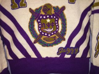 Vintage Adult Chicago Knitting Mills 100 Wool Omega Psi Phi Fraternity Sweater 4